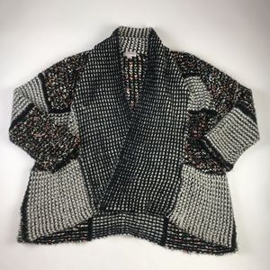 Kamana Womens Wrap Sweater Black Gray Tweed XL